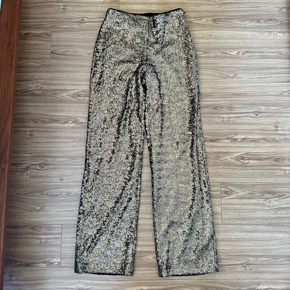 Sezane gold sequins flare pants - size 36 (US4)
